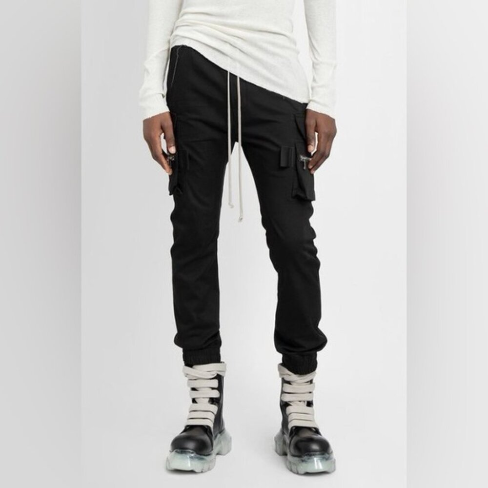 Rick Owens Black Babel S/S 19 Skinny Cargo Pants 30” Elastic Waist